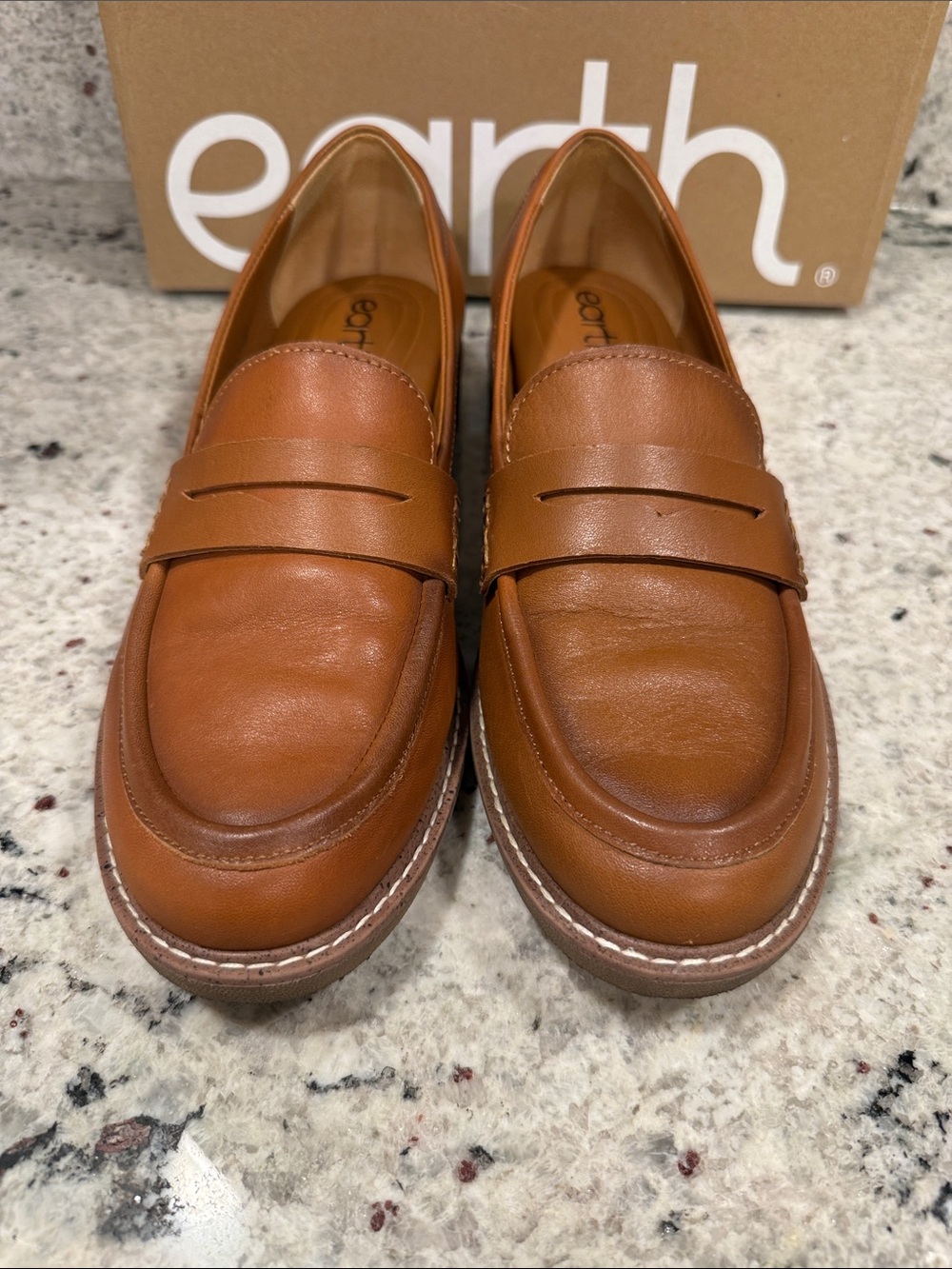 Earth Tan Leather Penny Loafers for Men